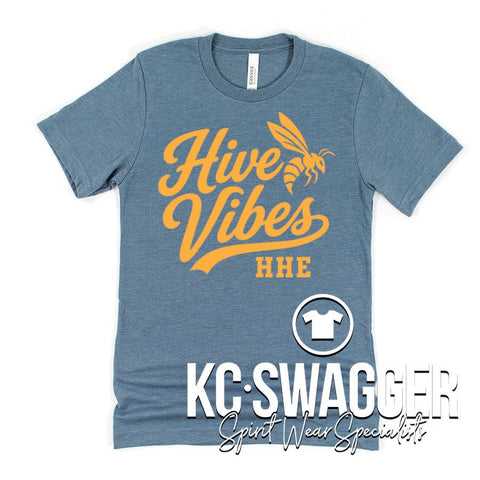HHE HORNETS HEATHER BLUE LAGOON BELLA CANVAS TEE