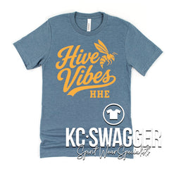 HHE HORNETS HEATHER BLUE LAGOON BELLA CANVAS TEE