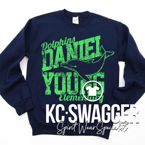 DYE DOLPHINS NAVY GILDAN SWEATSHIRT