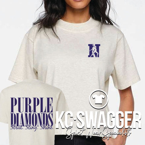NKC PURPLE DIAMONDS NATURAL HEATHER LAT WOMEN'S BOXY TEE