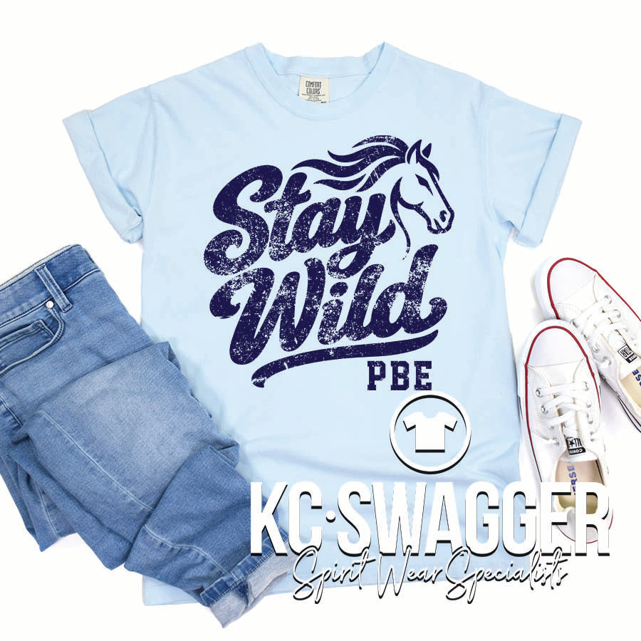 PBE MUSTANGS CHAMBRAY COMFORT COLORS TEE