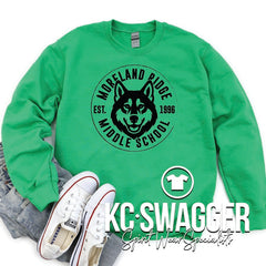 MRMS HUSKIES IRISH GREEN GILDAN SWEATSHIRT