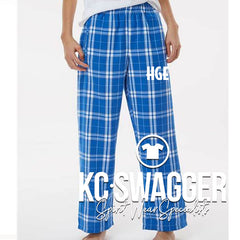 HGE HAWKS BLUE AND WHITE PLAID FLANNEL BOXERCRAFT PANTS