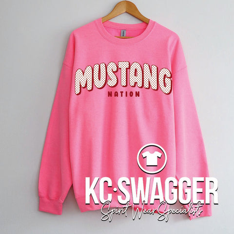 BCMS MUSTANGS NEON PINK GILDAN SWEATSHIRT
