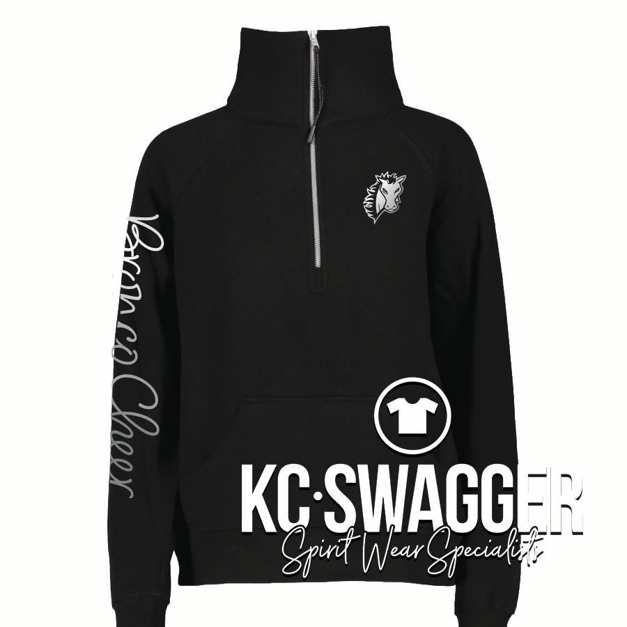 LSN CHEER BLACK ENZA LADIES BOXY HALF ZIP FLEECE