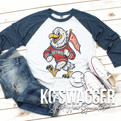 SKYWAY EAGLES NAVY NEXT LEVEL TRIBLEND RAGLAN TEE