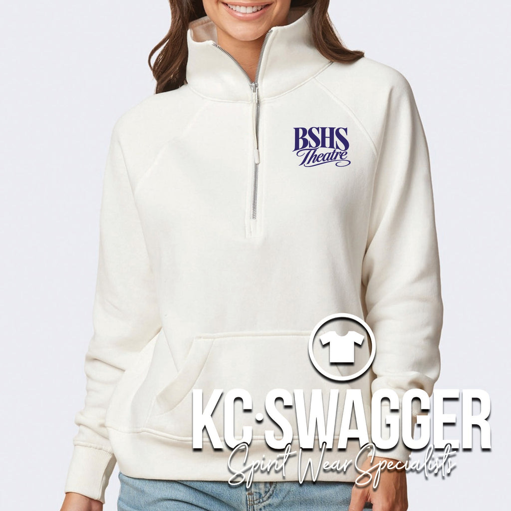 BSHS THEATRE BLEACHED LINEN ENZA LADIES BOXY HALF ZIP FLEECE