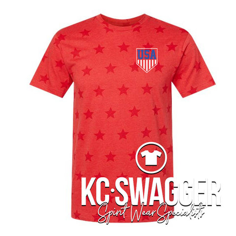USA ADULT & YOUTH RED STAR FINE JERSEY TEE