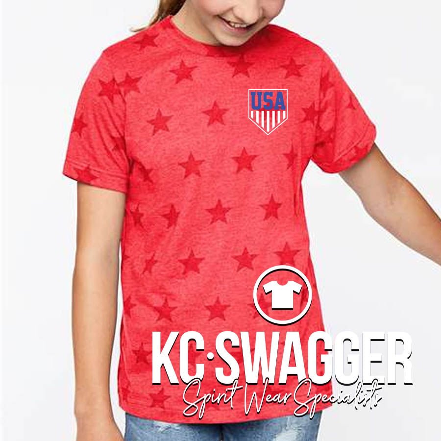 USA ADULT & YOUTH RED STAR FINE JERSEY TEE
