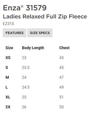 LSN SOFTBALL BLACK ENZA LADIES RELAXED FULL ZIP FLEECE