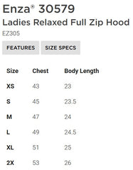 LSW CHEER LINEN ENZA LADIES RELAXED FULL ZIP HOOD