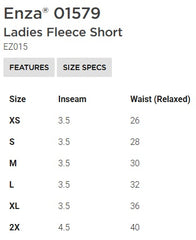 LSHS GIRLS LACROSSE BLACK ENZA LADIES FLEECE SHORTS