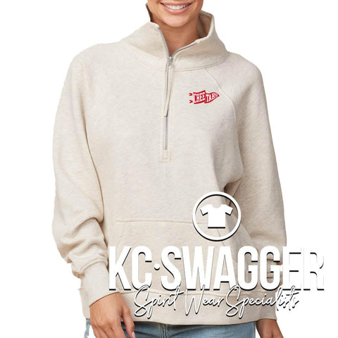 CLE CHEETAHS HEATHER OATMEAL LADIES HALF ZIP FLEECE (ADULT ONLY)