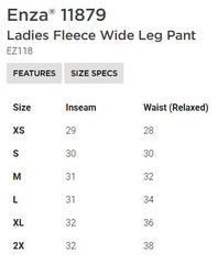 BSHS GIRLS TRACK AND FIELD ORCHID ENZA WIDE LEG SWEATPANTS