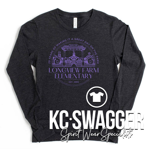 LFE ANNIVERSARY HEATHER CHARCOAL LONG SLEEVE BELLA CANVAS TEE
