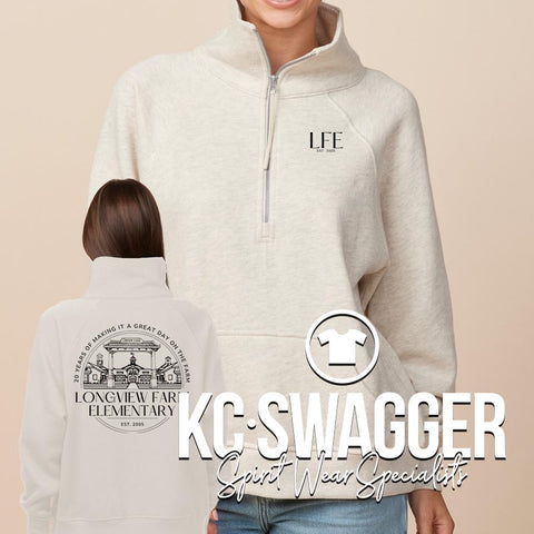 LFE ANNIVERSARY HEATHER OATMEAL ENZA LADIES HALF ZIP FLEECE (ADULT ONLY)