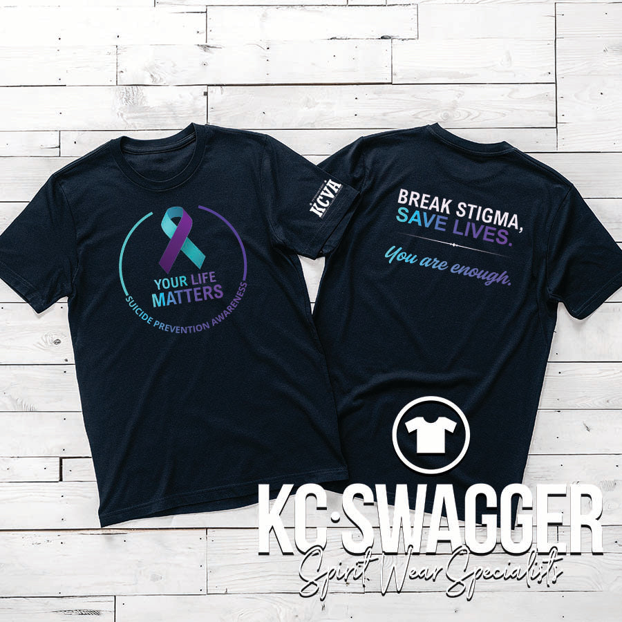 KCVA SUICIDE PREVENTION BLACK GILDAN SOFTSTYLE TEE