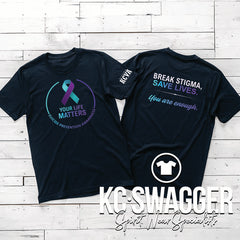 KCVA SUICIDE PREVENTION BLACK GILDAN SOFTSTYLE TEE