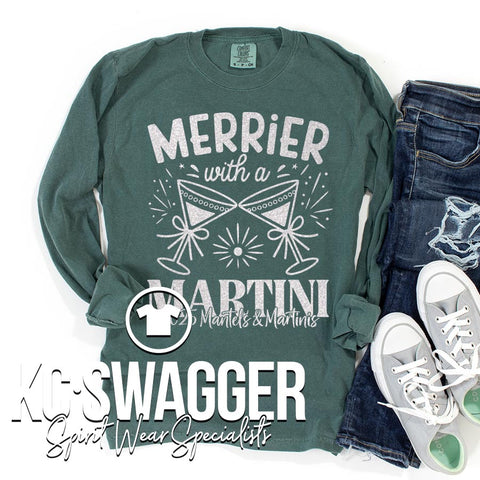 2025 MANTELS AND MARTINIS BLUE SPRUCE LONG SLEEVE TEE