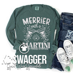 2025 MANTELS AND MARTINIS BLUE SPRUCE LONG SLEEVE TEE