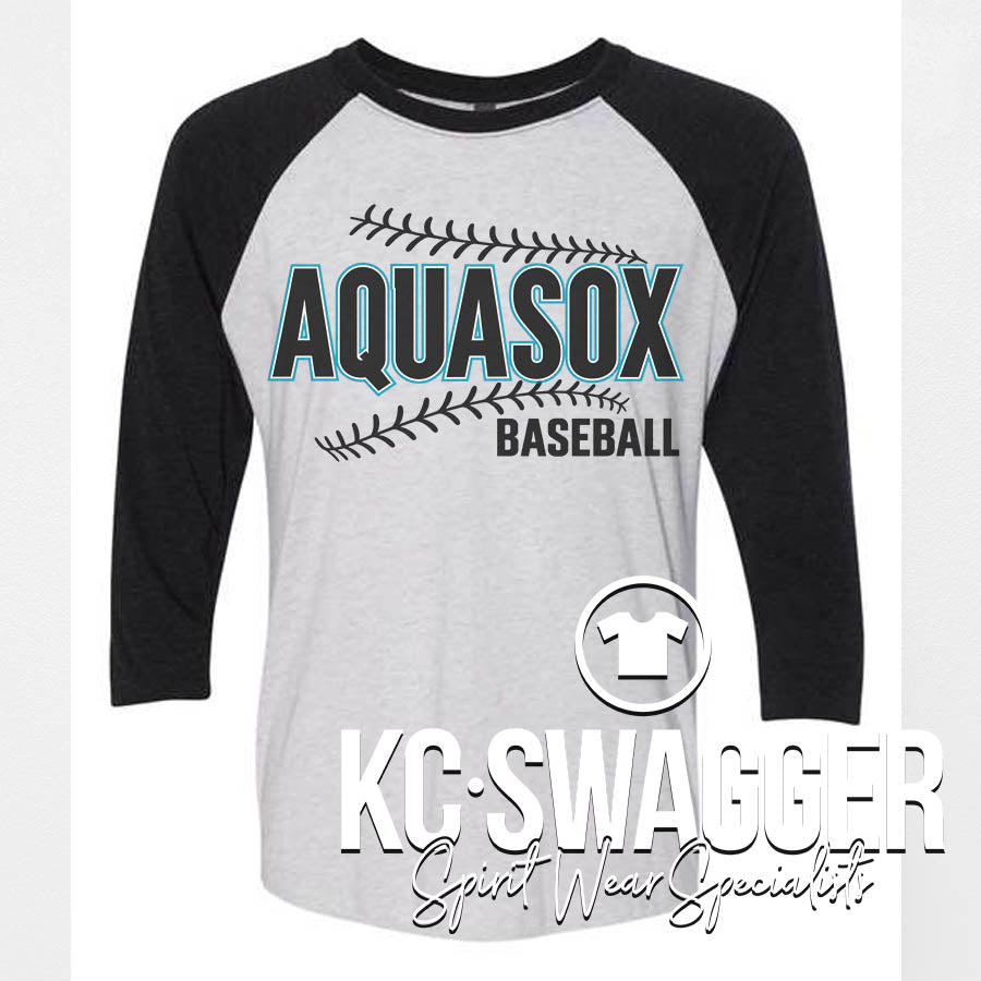AQUASOX BLACK TRIBLEND NEXT LEVEL RAGLAN TEE (ADULT ONLY)