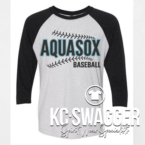 AQUASOX BLACK TRIBLEND NEXT LEVEL RAGLAN TEE (ADULT ONLY)