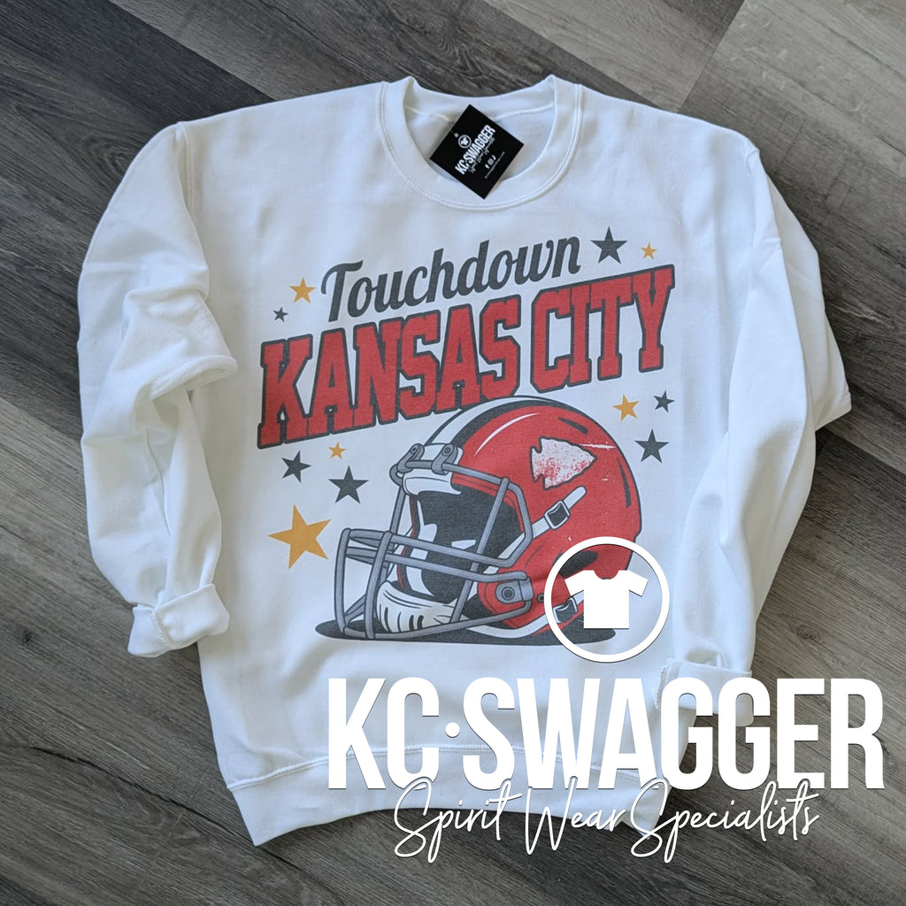 WHITE KC HELMET SWEATSHIRT KCSWAG
