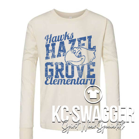 HGE HAWKS NATURAL LONG SLEEVE BELLA CANVAS TEE