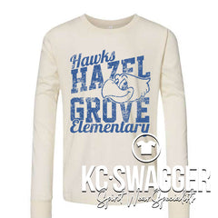 HGE HAWKS NATURAL LONG SLEEVE BELLA CANVAS TEE